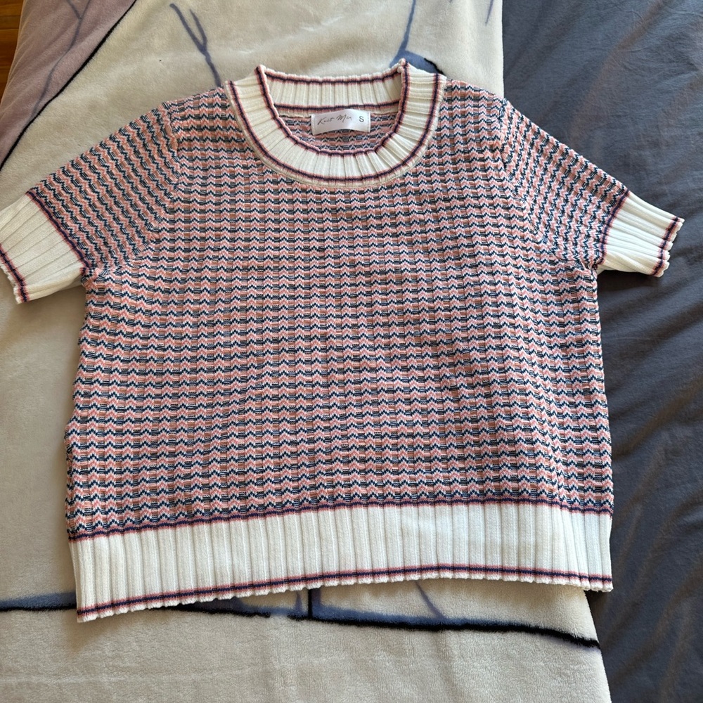 Striped Knit T-shirt sweater cropped